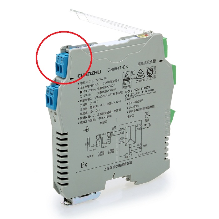 二線制變送器（無源信號）如何連接到安全柵？_GS8547-EX